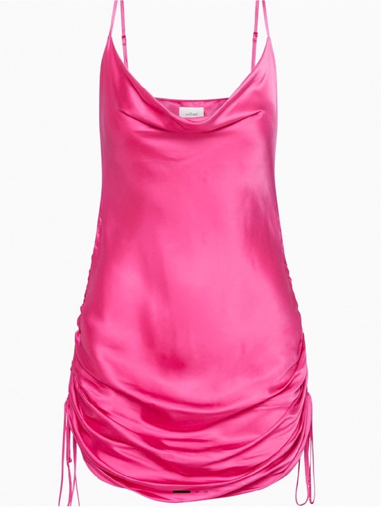 Wilfred Dresses & Skirts - ARITZIA Wilfred Only Ruched Slip Dress Cowl-Neck Slip Dress Electron Fuchsia